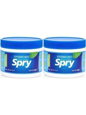 Spry Xylitol Peppermint Mints 240 Ct (2 Pack) Sugar Free Fresh Breath Oral Care